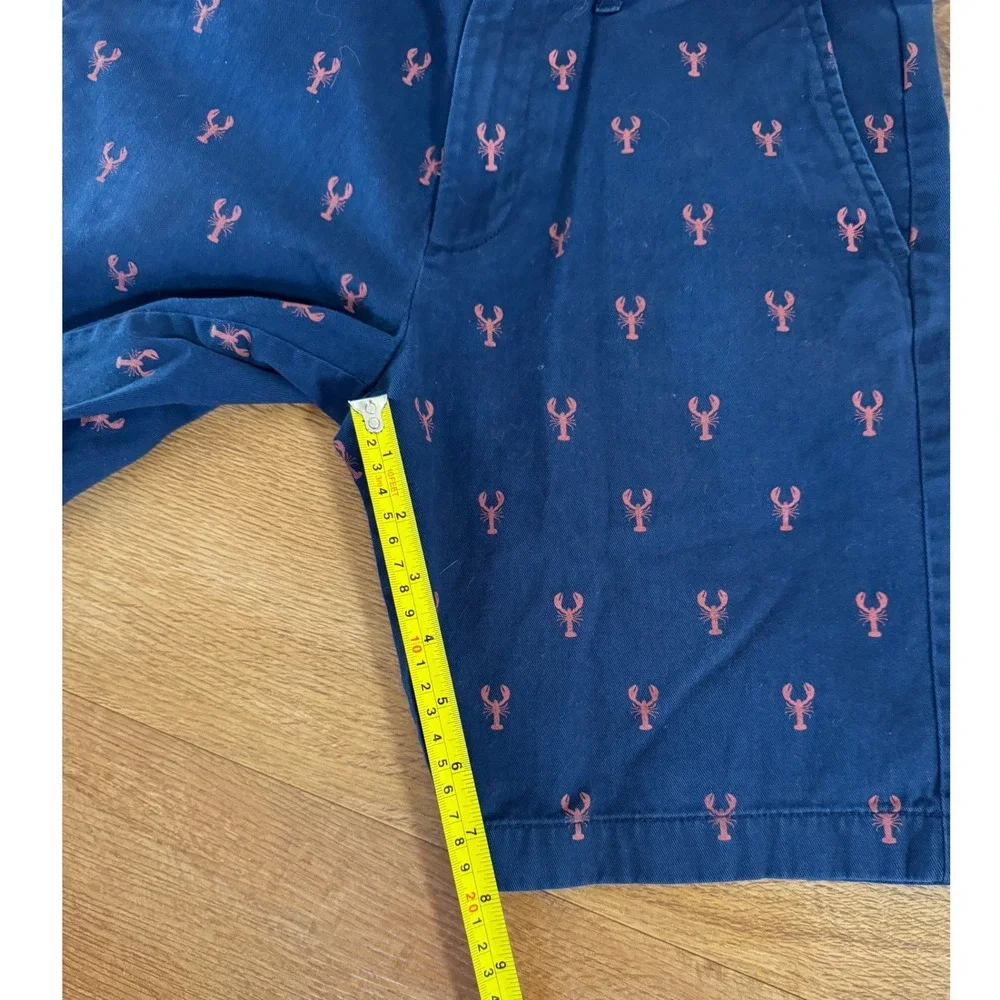 Crewcuts J.Crew Boys Navy Blue Lobster Print Chino Shorts Size 8 Nautical Preppy